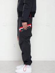 Men's Reflective Tape Utility Cargo Pants With In Black