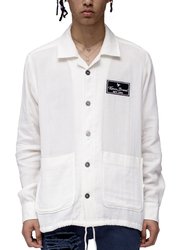 Men's Revere Collar Shirt In Beige - White