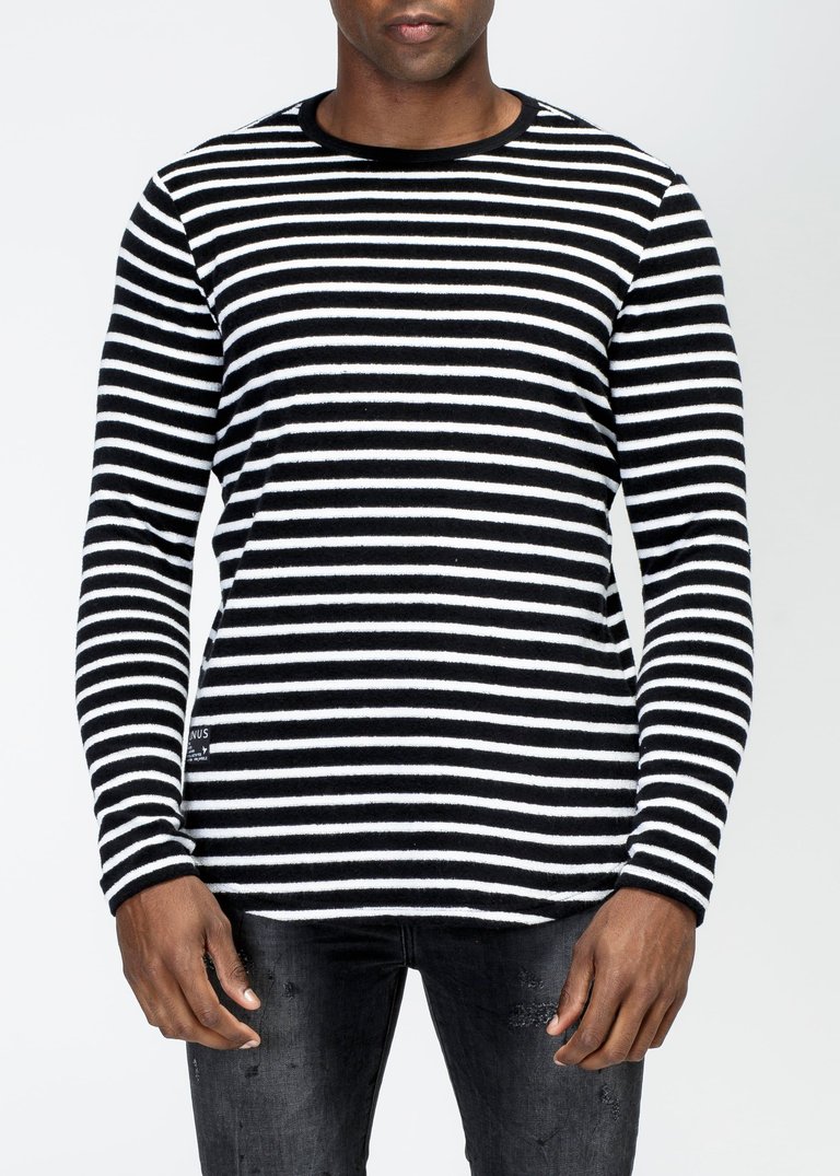 Men's Scalloped Stripe Tee - Black