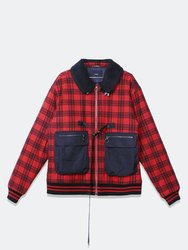 Men's Sherpa Collar MA2 Jacket In Red - Red