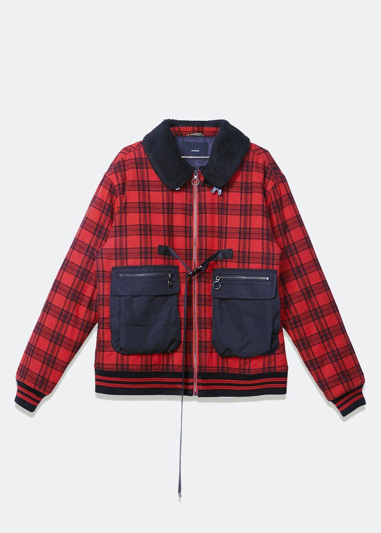 Men's Sherpa Collar MA2 Jacket In Red - Red
