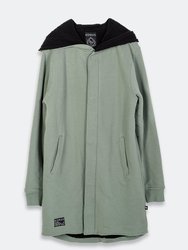 Men's Sherpa Lined Long Hoodie In Olive - Olive