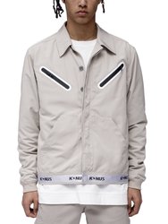 Men's Short Jacket With Tape on Waistband - Khaki