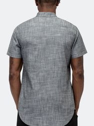 Men's Short Sleeve Mandarin Collar Shirt In Charcoal