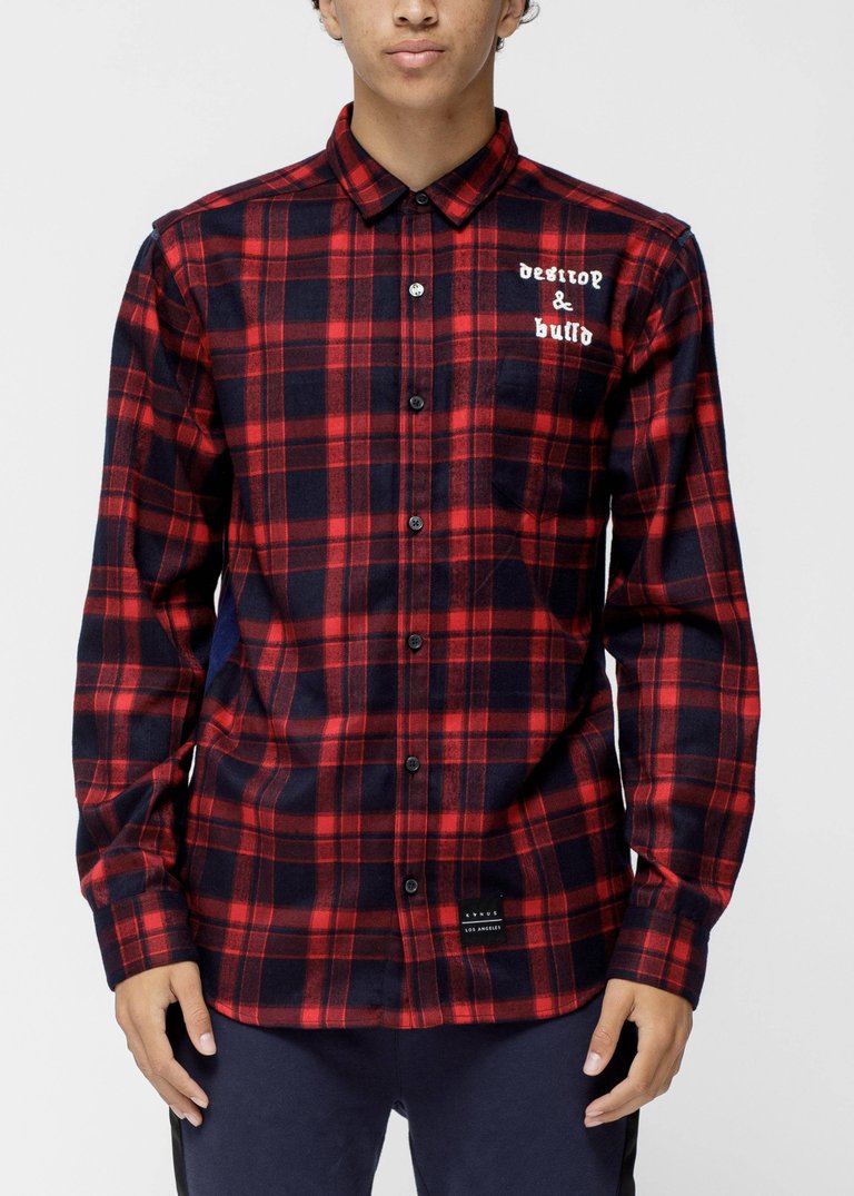 Men's Side Panel Flannel Shirt - Red