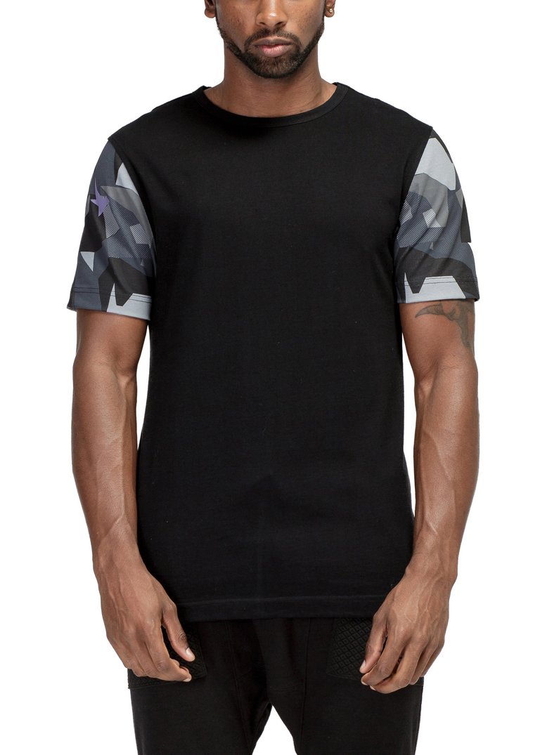 Men's Sleeve Contrast T-shirt - Black