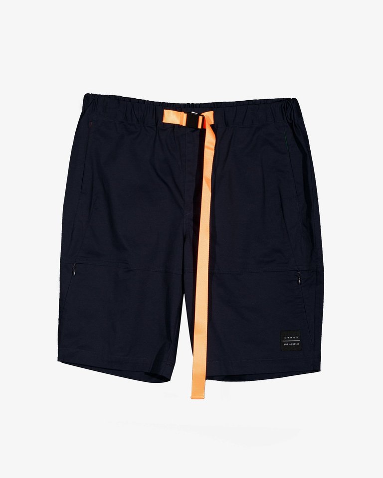 Men's Stretch Twill Shorts With Nylon Tape Closure In Navy - Navy