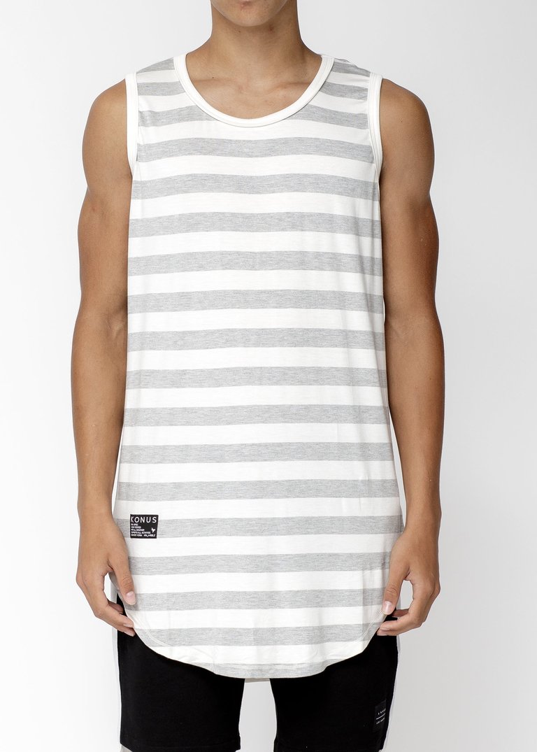 Men's Stripe Tank Top - Grey - Grey