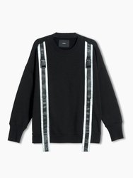 Men's Sweatshirt Reflective Tape Sweatshirt - Black