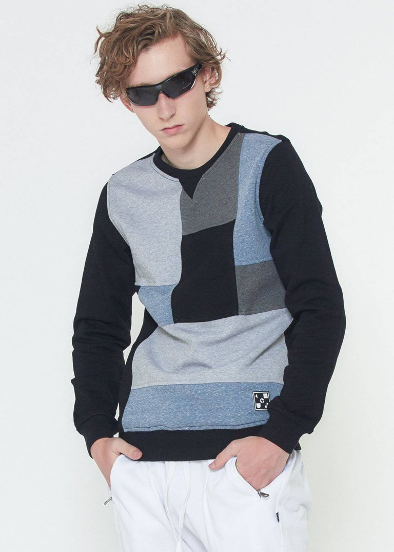 Men's Sweatshirt With Panelling In Black