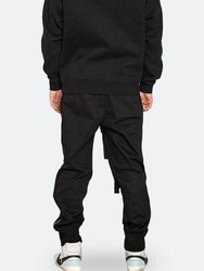 Men's Tactical Strap Cargo Joggers In Black