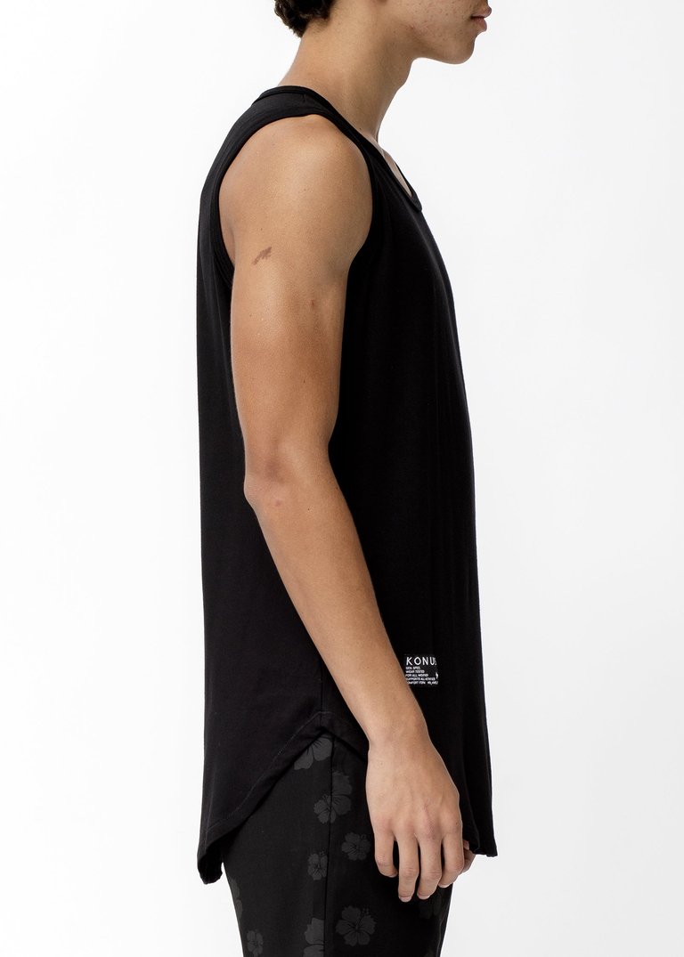 Men's Tank Top With Accent Label In Black