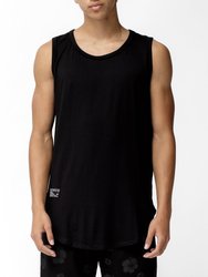 Men's Tank Top With Accent Label In Black - Black