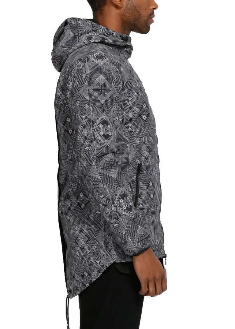 Men's Tech Graphic Wind Breaker Jacket In Black