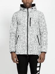 Men's Tech Graphic Windbreaker Jacket In White - White