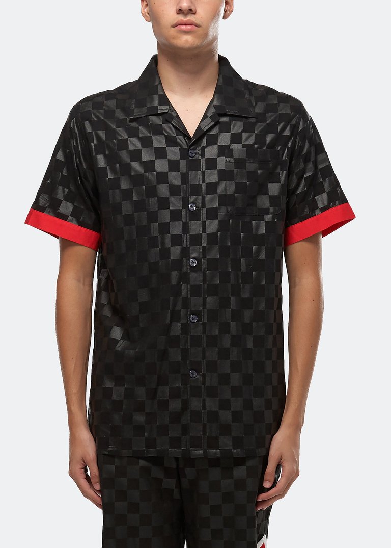 Men's Tonal Checker Printed Shirt In Black - Black