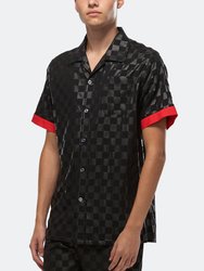 Men's Tonal Checker Printed Shirt In Black