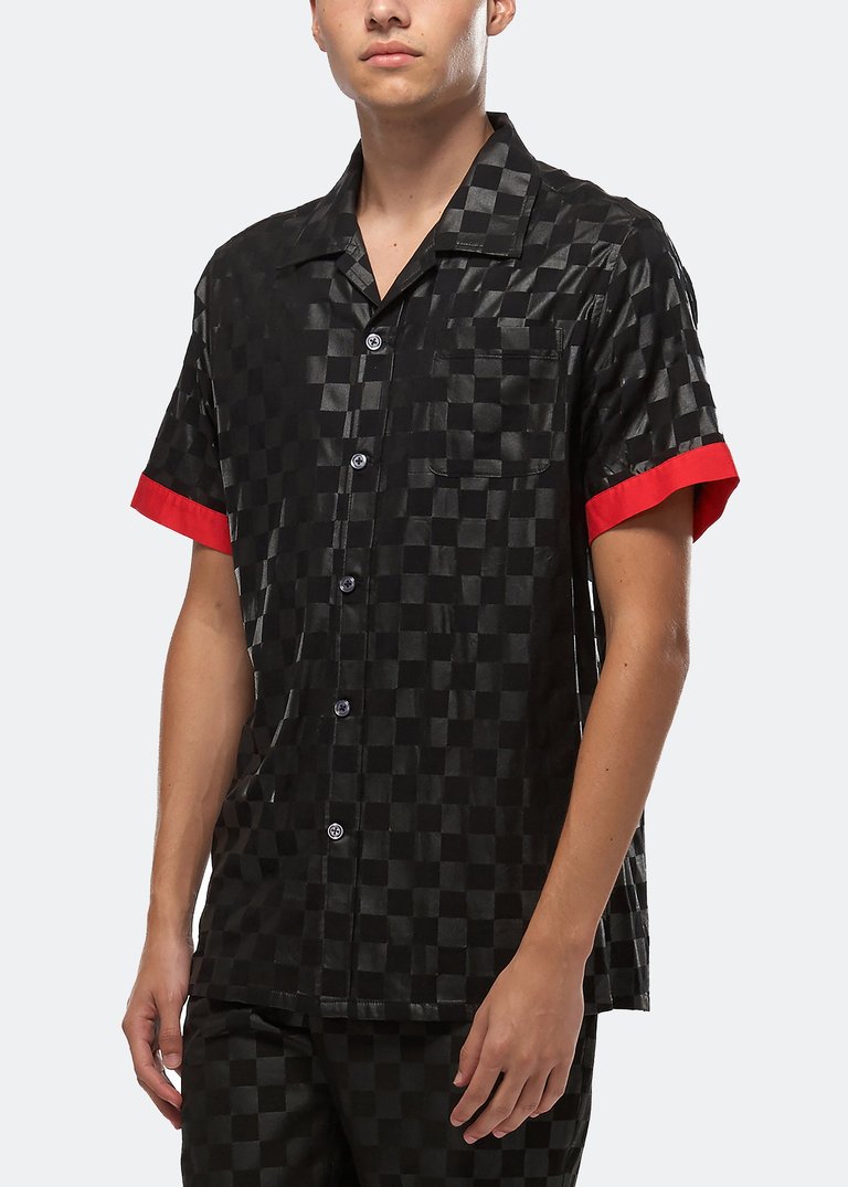 Men's Tonal Checker Printed Shirt In Black