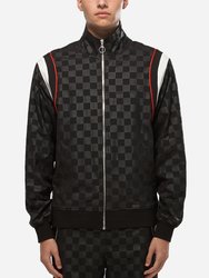 Men's Tonal Checkered Jacket In Black
