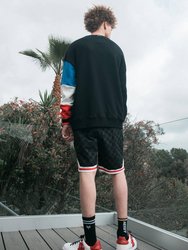 Men's Tonal Checkered Shorts With Tape In Black