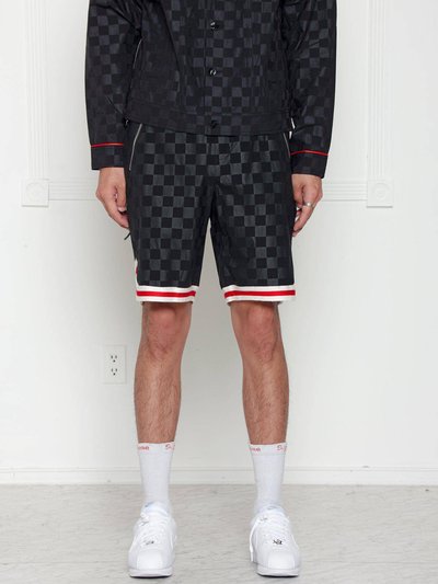Konus Men's Tonal Checkered Shorts With Tape In Black product