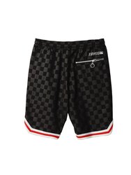 Men's Tonal Checkered Shorts With Tape In Black