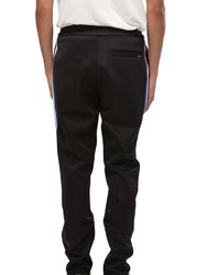 Men's Track Pants With Knit Tape Detail In Black