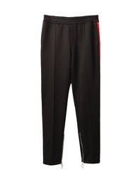 Men's Track Pants With Knit Tape Detail In Black