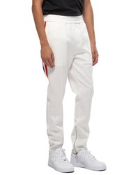 Men's Track Pants With Knit Tape Detail - White