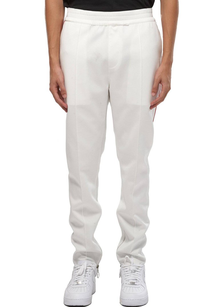 Men's Track Pants With Knit Tape Detail - White