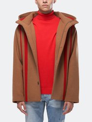 Men's Wool Blend Hooded Coat In Camel - Camel
