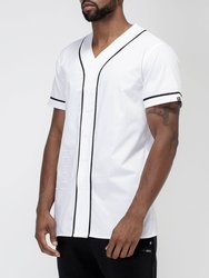 Men's Woven Baseball Jersey Shirt In White