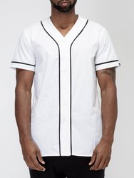 Men's Woven Baseball Jersey Shirt In White - White