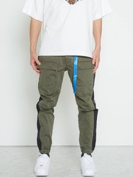 Men's Woven Jogger With Tape - Olive