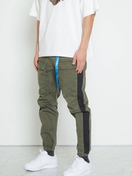 Men's Woven Jogger With Tape - Olive - Olive