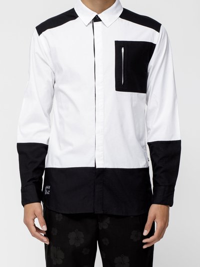 Konus Men's Zip Pocket Button Up In White Black product