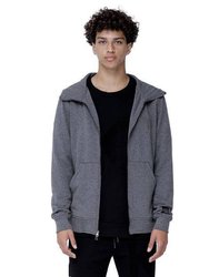 Men's Zip up Hoodie With Chenille Embroidery In Heather Grey - Heather Gray