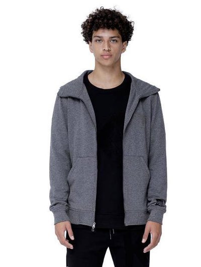 Konus Men's Zip up Hoodie With Chenille Embroidery In Heather Grey product