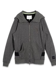 Men's Zip up Hoodie With Chenille Embroidery In Heather Grey