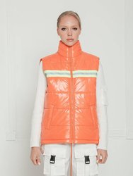 Men's Zip-Up Puffer Vest In Orange - Orange