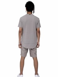 T-Shirt With Curved Hem - Taupe