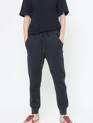 Track Pants With Pin Tuck Details in Black - Black