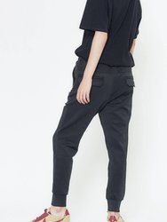 Track Pants With Pin Tuck Details in Black