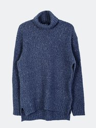 Unisex Acrylic Wool Blend Turtleneck Sweater - Blue