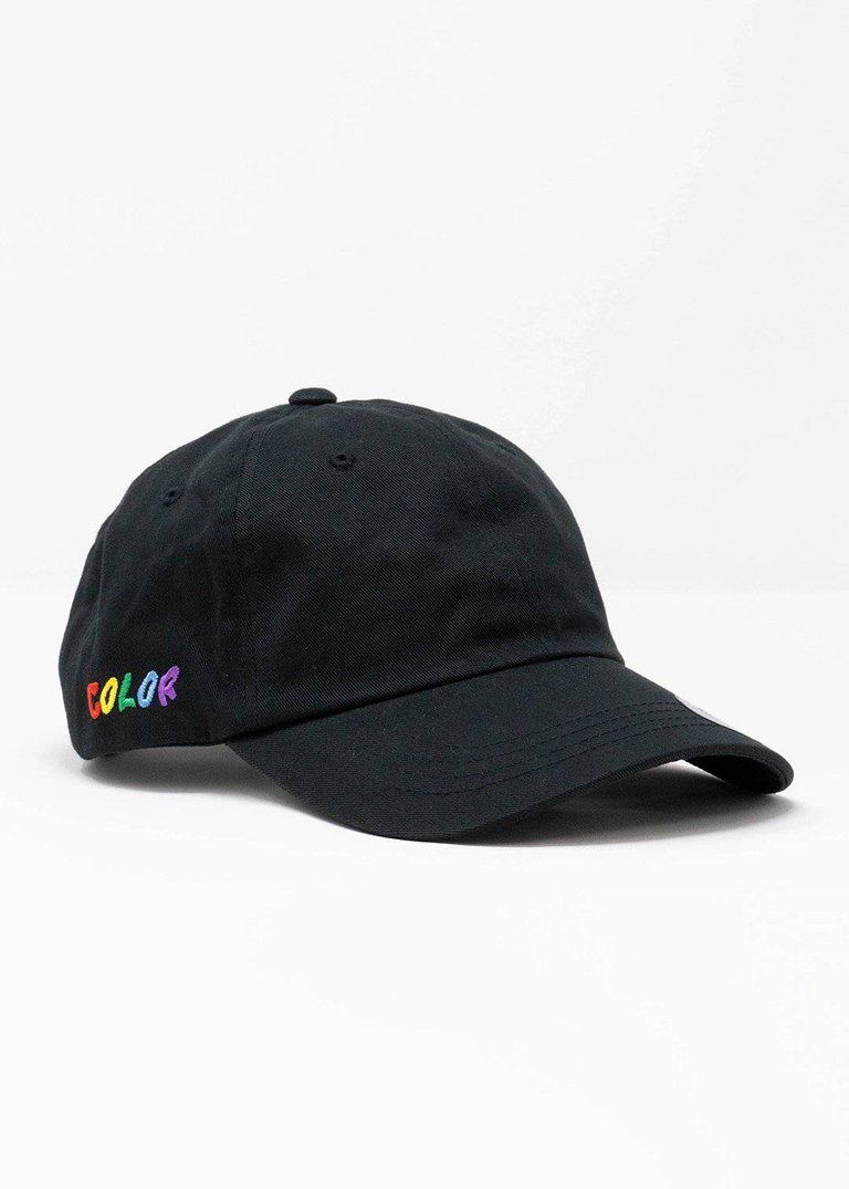 Unisex Color Embroidery Hat - Black