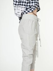 Unisex Cropped Pants With Side Panels In Grey