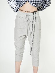 Unisex Cropped Pants With Side Panels In Grey