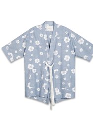 Unisex Floral Kimono Shirt In Blue - Blue