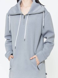 Unisex Mock Neck Half Zip Sweatshirt In Gray