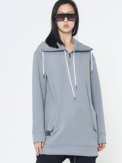 Konus Unisex Mock Neck Half Zip Sweatshirt In Gray product